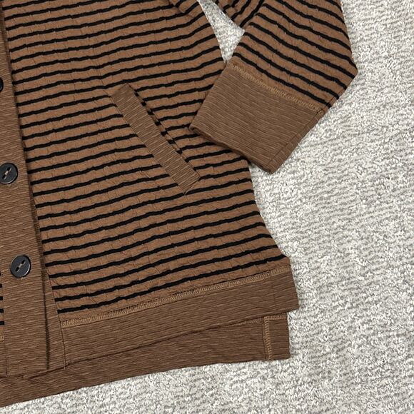 Habitat Jacket Womens Medium Cardigan Hooded Brown Black Striped Pockets - Picture 4 of 8